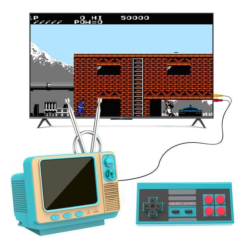 Retro Video Games Console GV300S Mini Tvstyle 308 Video Games Player with Handheld Gamepad Turquoise Color Classic Design Vintage