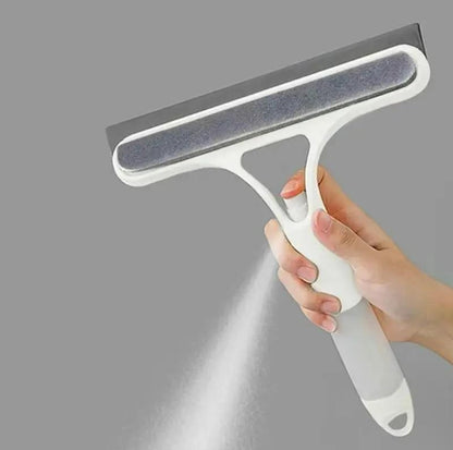 3 in 1 Window Cleaning Scraper, Squeegee and Scrubber with Spray, Multifunctional Household Cleaning Tool, Car Windshield Cleaner,Lightweight Silicone Microfiber Wipe