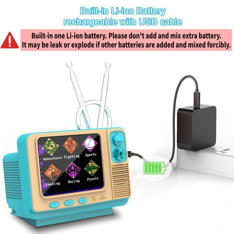 Retro Video Games Console GV300S Mini Tvstyle 308 Video Games Player with Handheld Gamepad Turquoise Color Classic Design Vintage